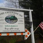 The Creekside's Road Sign- made by: Dream Designs~Embroidery and More, Smithton, PA 724-872-4138
